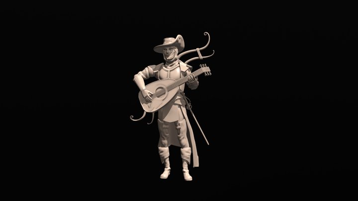 GW Character with Lute 01 3D Model