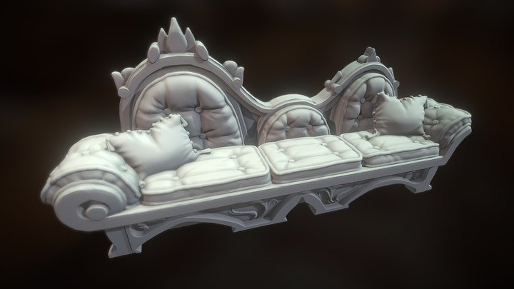 Miniature 3D Printable Chez Lounge Bed 3D Model