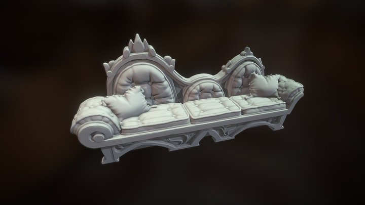 Miniature 3D Printable Chez Lounge Bed 3D Model