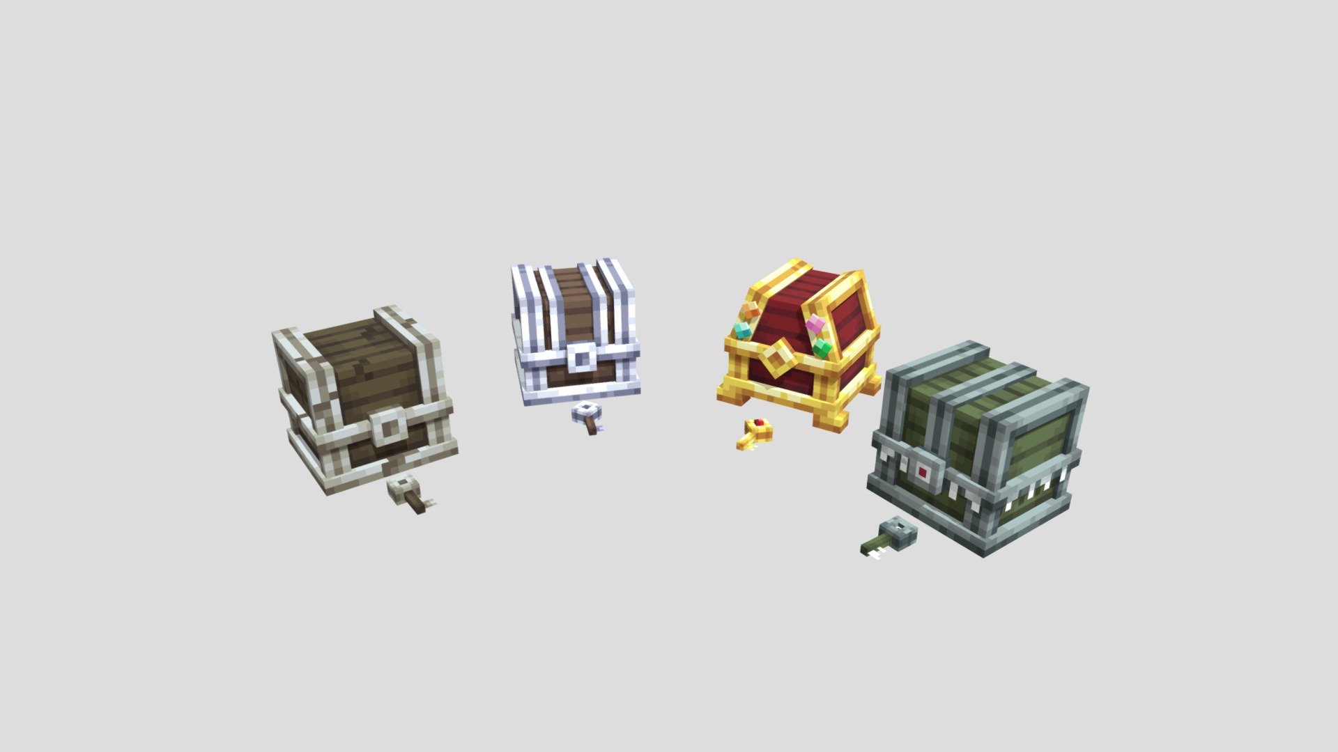 Minecraft Chests and Keys - 3D model by Bowtie_Bandit [124599b] - Sketchfab