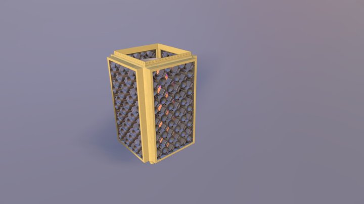 Old yellow lamp in rectangular shape 3D Model