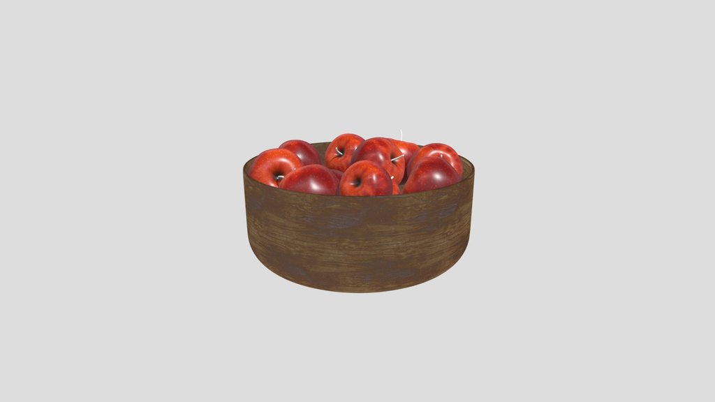 Wooden Bowl With Red Apples