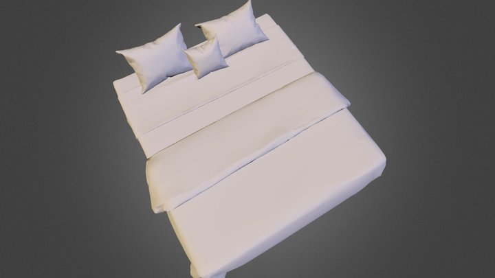 Bed Set Medium Poly 3D Model