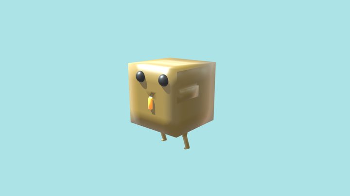 Low poly default cube owl model (Rigged) (Free) 3D Model