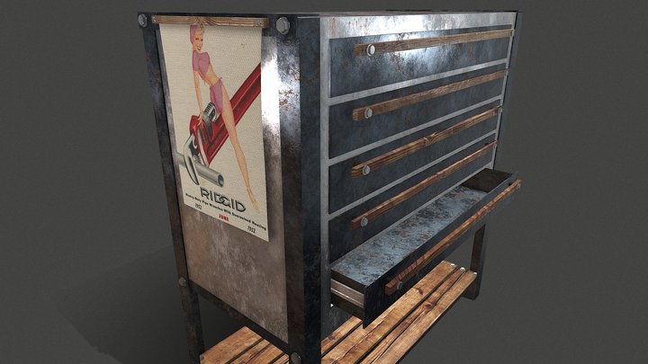 Old Tool Storage Drawer Cabinet