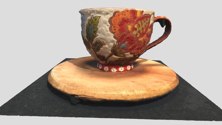 Coffee mug on a table 3D Model