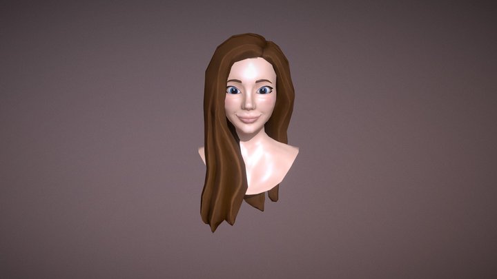 Bust model with hair 3D Model