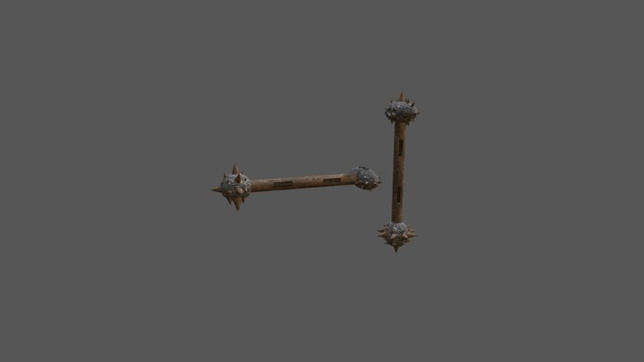 Tribal Double-Sided Bludgeon 3D Model