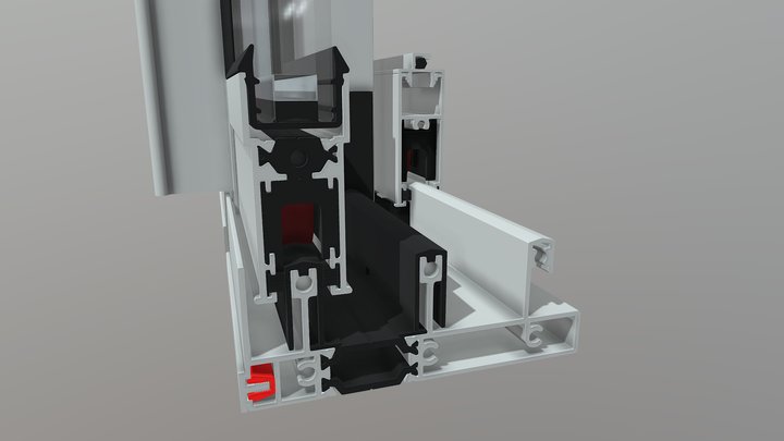R-T-W-70 – 3-Track Sliding Door + Mesh Sash 3D Model