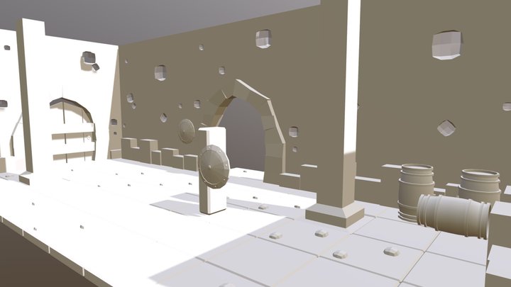 Modular Medieval Theme Scene (untextured) 3D Model