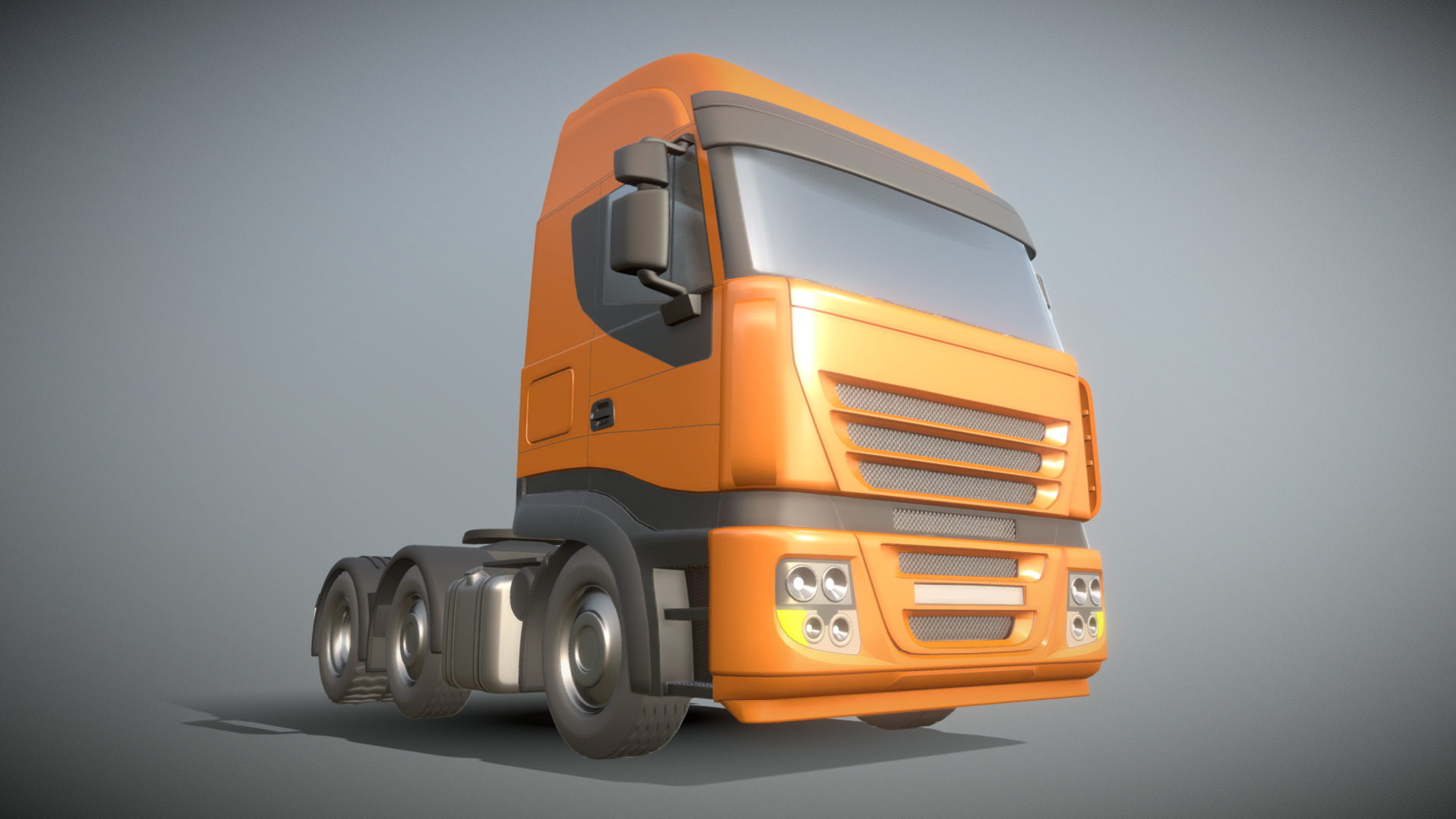 3D model Truck  3-AXIS 6×4 (High-Poly Version) - This is a 3D model of the Truck  3-AXIS 6x4 (High-Poly Version). The 3D model is about a large orange truck.