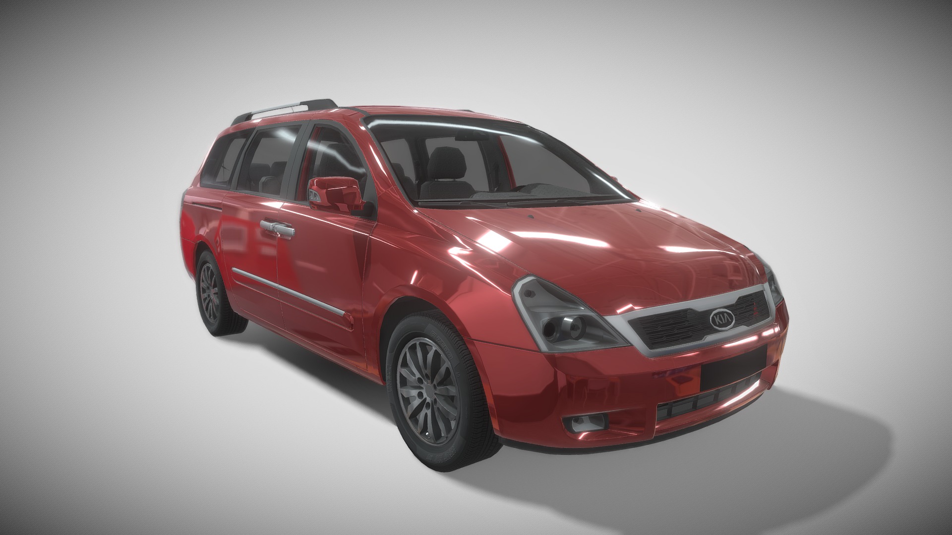 3D model Kia Familycar Model - This is a 3D model of the Kia Familycar Model. The 3D model is about a red car on a white background.