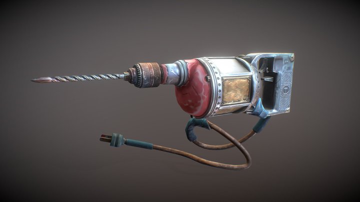 Vintage Stylized Electric Drill 3D Model