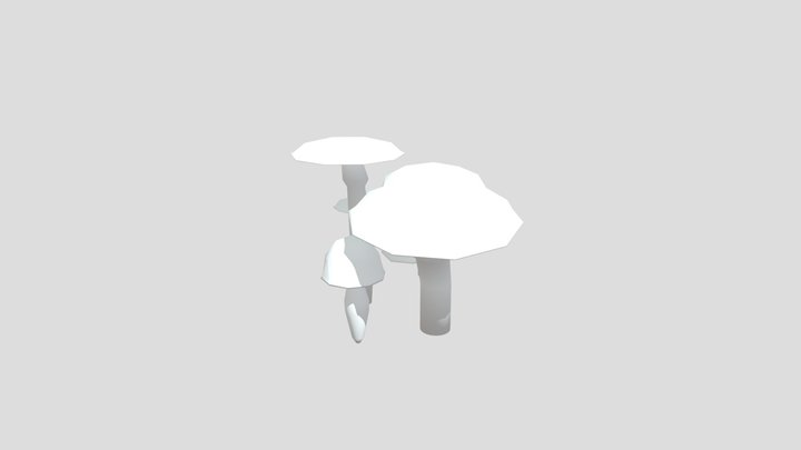 Low poly set of mushrooms 3D Model
