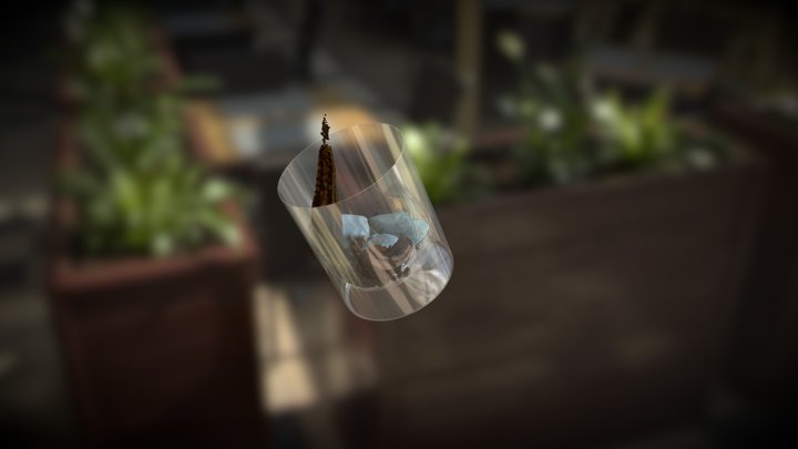 Glass of beverage / drink / coke / whiskey 3D Model