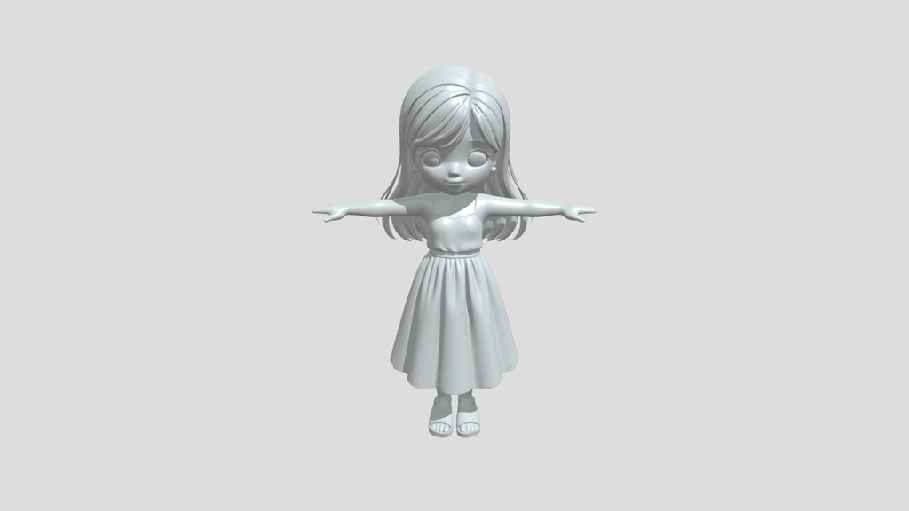stylized 3D girl chibi figure