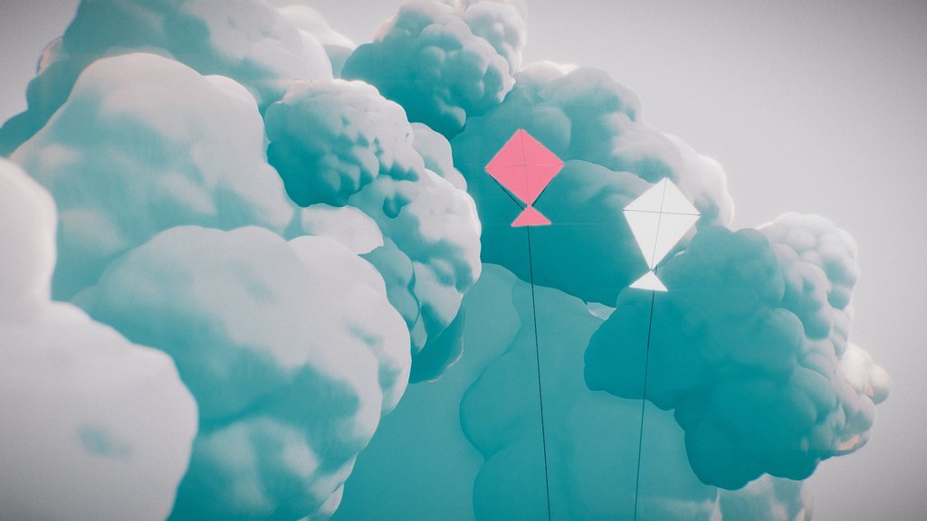 kites in clouds