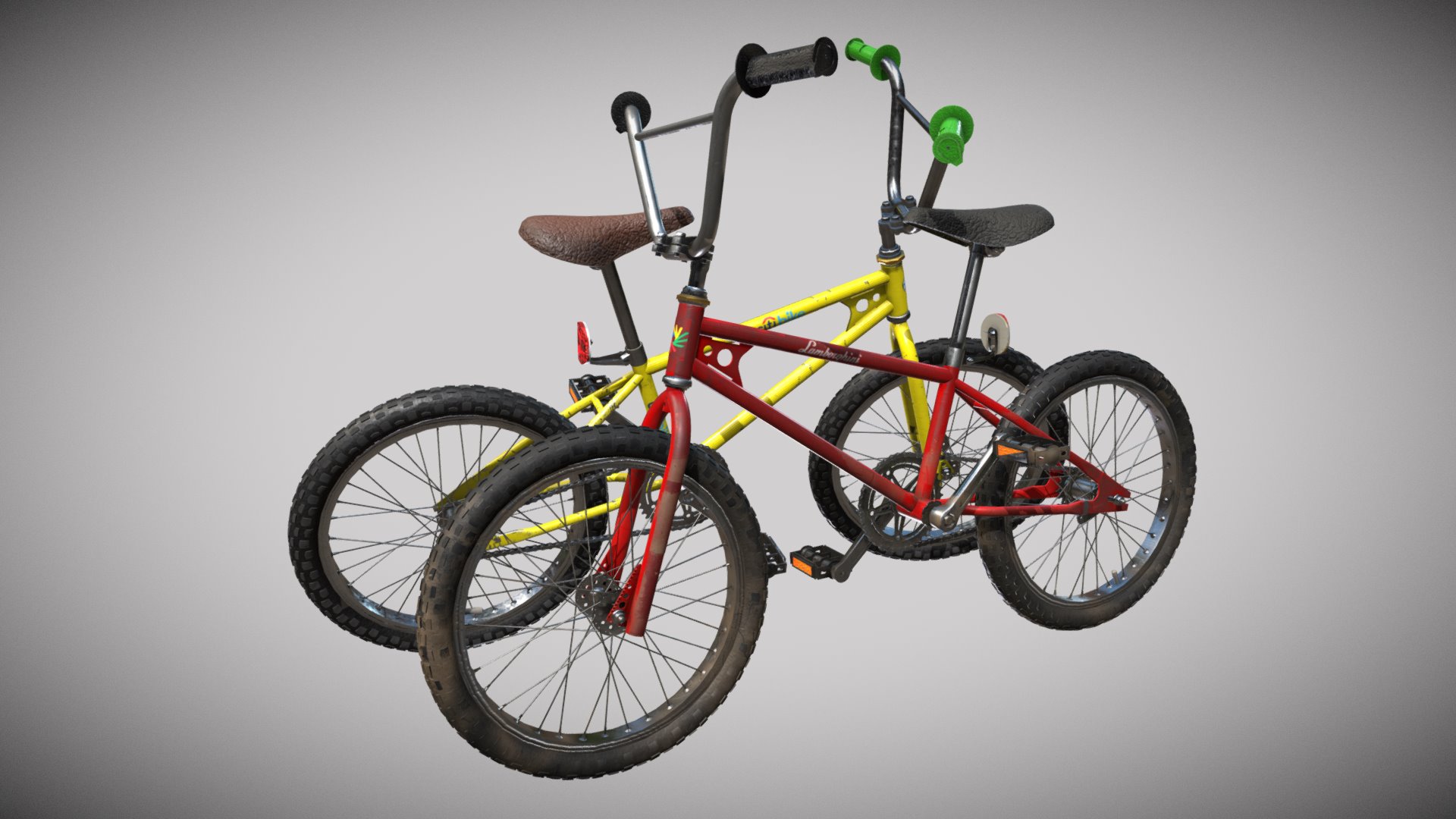 3D model Twin Bikes - This is a 3D model of the Twin Bikes. The 3D model is about a bicycle with a seat.