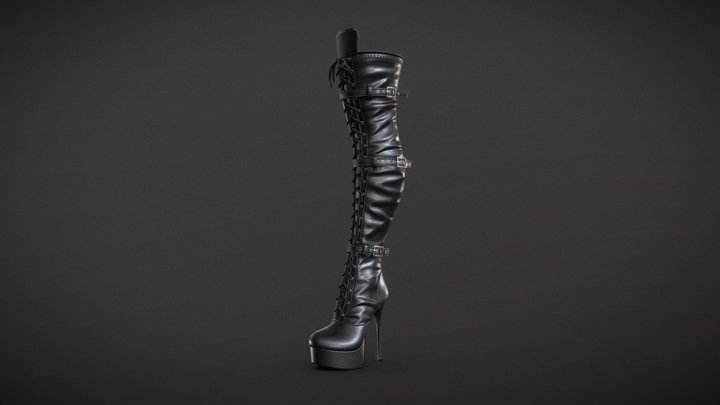 Overknee Platform Stiletto Boots 3D Model