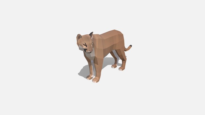 Low poly mountain lion (Puma concolor) 3D Model