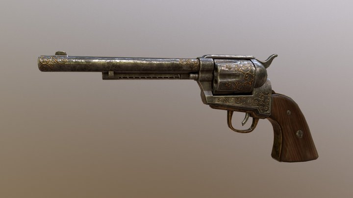 Antique Revolver 3D Model