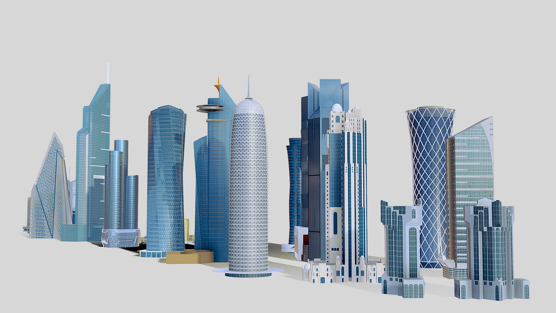 Qatar Doha west bay p1 Buy Royalty Free 3D model by 1Quad (1.Quad) [1281628] Sketchfab Store