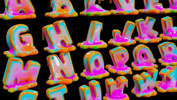 Melted letters 3D Model