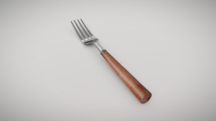 Wooden Handle Fork 3D Model