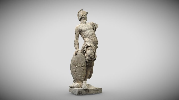 Statue of a Warrior with Elm and Shield 3D Model