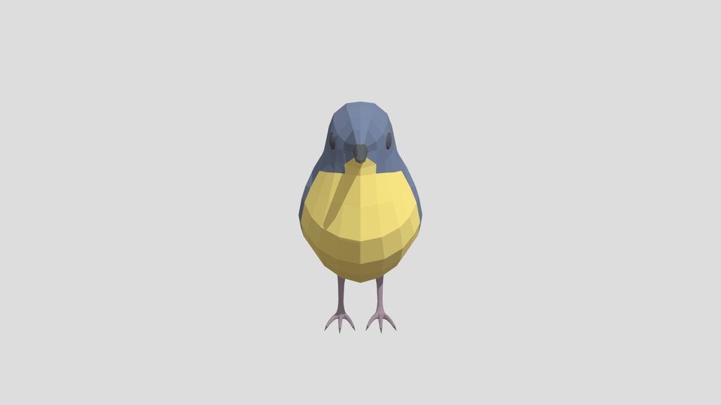 Low Poly Cartoon Eastern Yellow Robin