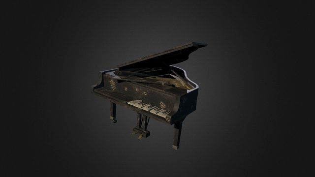 Damaged Grand Piano 3D Model