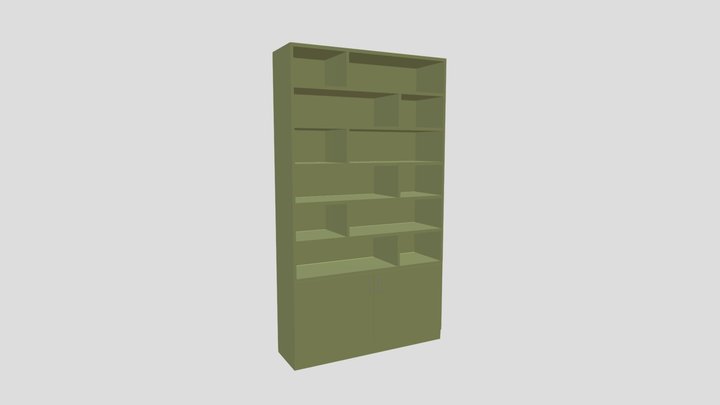 Low Poly Modular Bookshelf with Cabinets – Free 3D Model STL