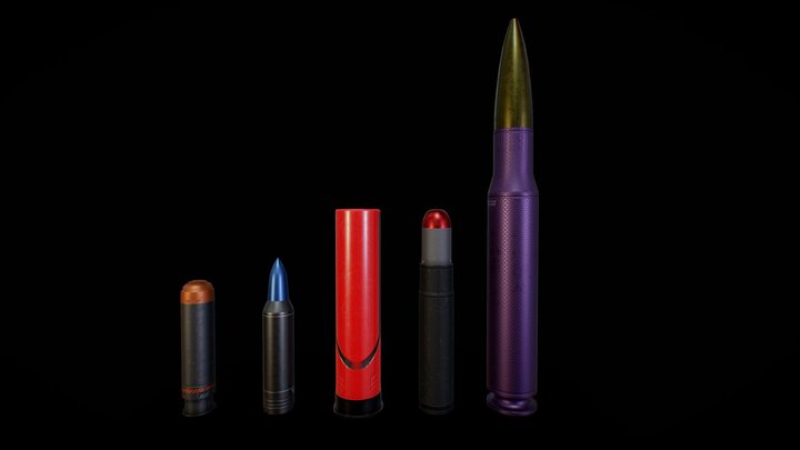 SciFi Bullets Pack 3D Model