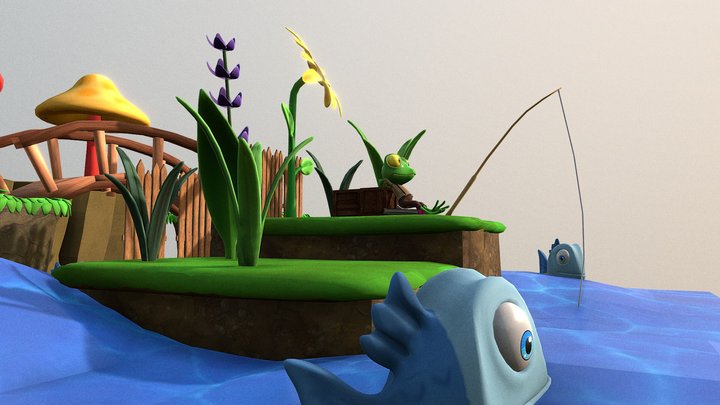Frog weighing in the river 3D Model