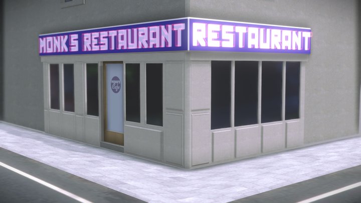 Seinfeld - Monk's Café Exterior 3D Model