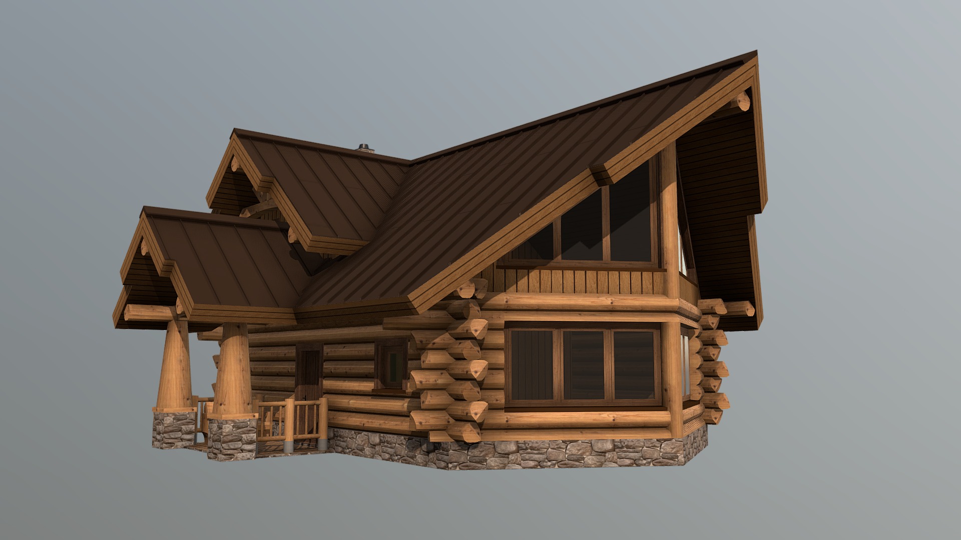 3D model Баня 2.0 - This is a 3D model of the Баня 2.0. The 3D model is about a house with a wood roof.