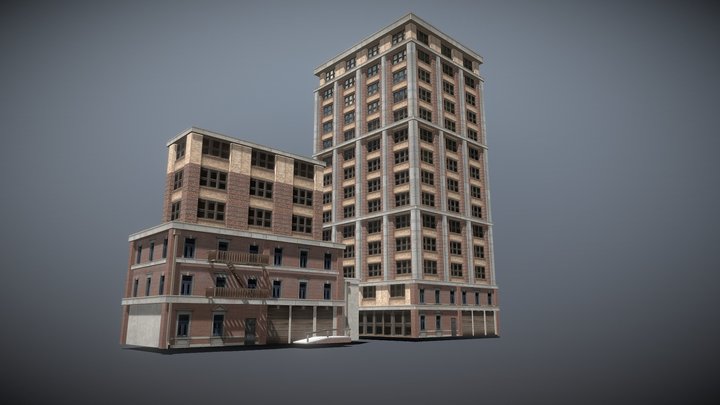 Game Ready City Buildings 3D Model