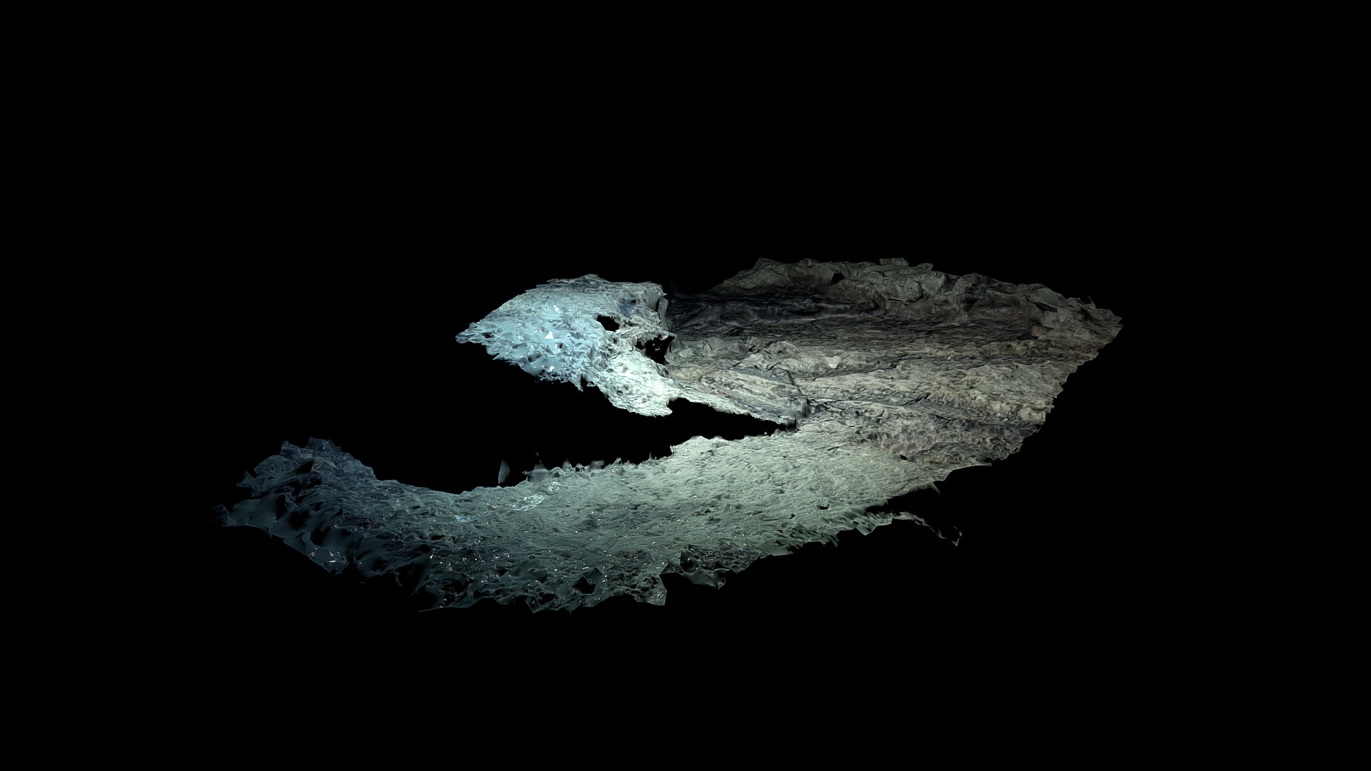 3D model Low Poly Deep Sea Ground Surface #1 - This is a 3D model of the Low Poly Deep Sea Ground Surface #1. The 3D model is about a white rock with a black background.