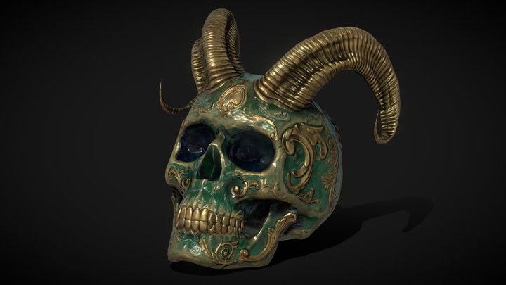 Diablo / Demon Skull - low poly 3D Model