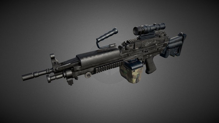 M249 Machine Gun 3D Model