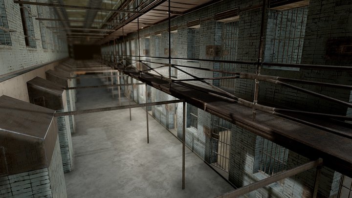 Prison Corridor Scene 3D Model