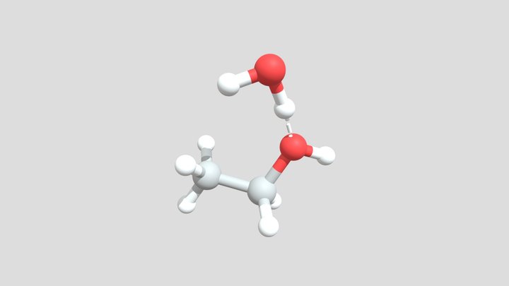 Hydrogen bond between ethanol and water molecule 3D Model