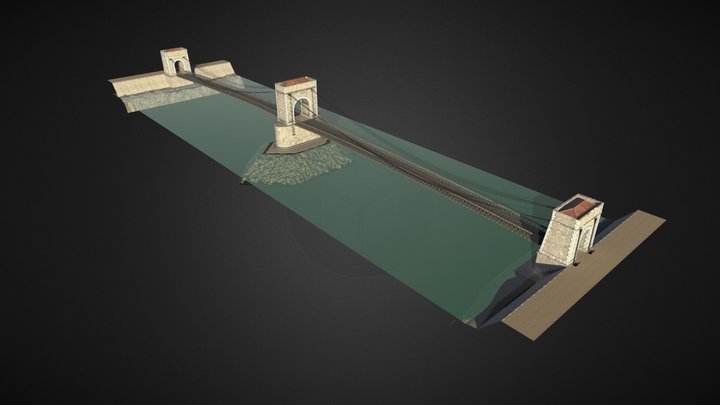 Pont suspendu Seguin de 1825 sur le Rhône 3D Model