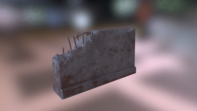 Concrete blocker (broken) 3D Model