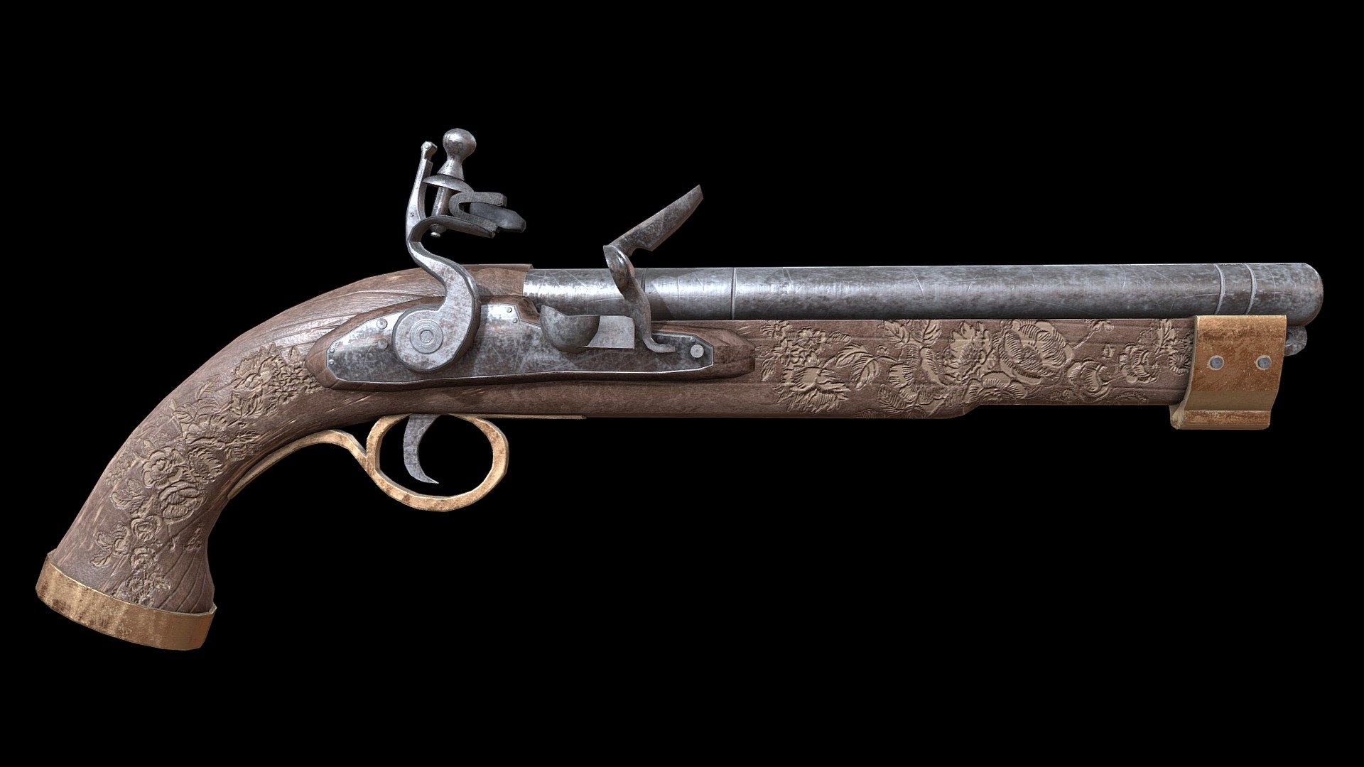 Flintlock Pistol - 3D model by William Marshall (@WilliamMarshall ...