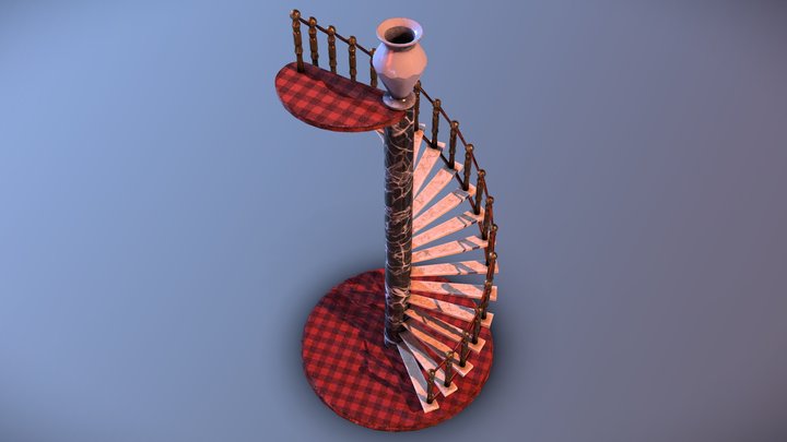 Ornate Spiral Staircase (Vintage Stylized) – Kostenloses 3D-Modell STL