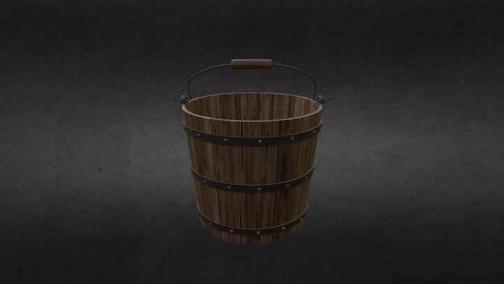 Wooden Bucket 3D Model