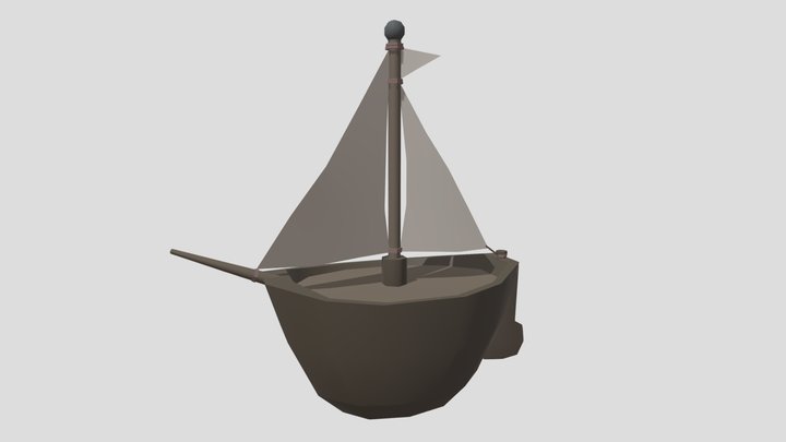 Untextured Low Poly Boat 3D Model