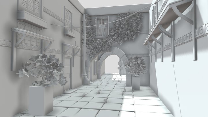 Mediterranean Alleyway 3D Model