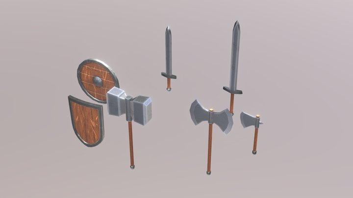 Game Ready Fantasy Weapons Set 3D Model